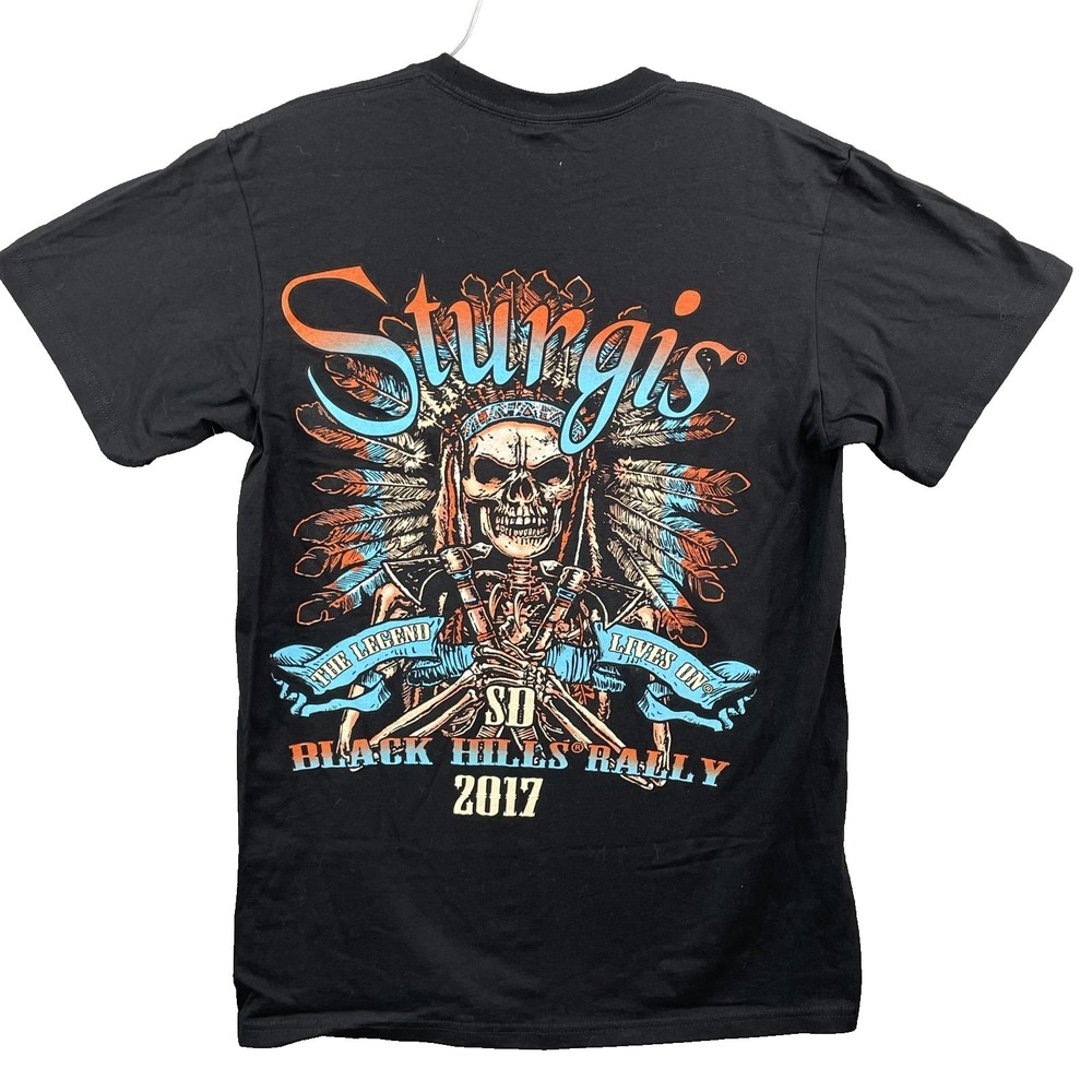Sturgis Skull Tee Medium Moto Biker Rally 2017 Y2k Native American Rock Grunge